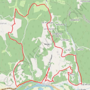 Trace GPS Beynac en Périgord Noir, itinéraire, parcours