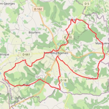 Trace GPS Circuit de la bastide de Tournon-d'Agenais, itinéraire, parcours