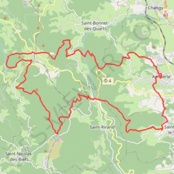 Trace GPS La Pierre Charbonnière et Ray Dadieu - Ambierle, itinéraire, parcours