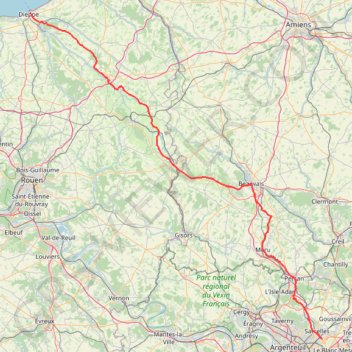 Trace GPS paris Dieppe par Beauvais et neufchâtel, itinéraire, parcours