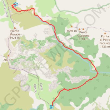 Trace GPS GR20 Onda - Petra Piana, itinéraire, parcours