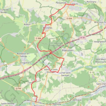 Trace GPS Limours - Dourdan, itinéraire, parcours