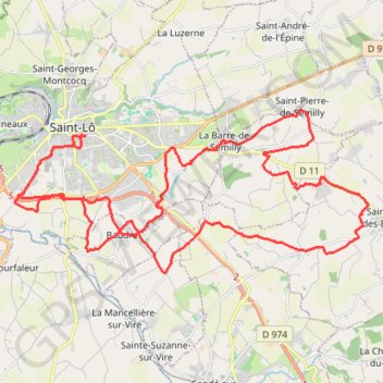 Trace GPS Autour de Saint-Lô, itinéraire, parcours