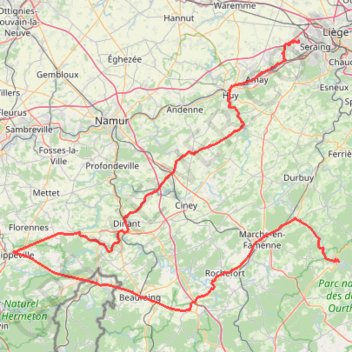 Trace GPS Mons - La Roche, itinéraire, parcours