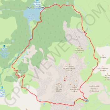 Trace GPS Tour du Pic du Midi d'Ossau, itinéraire, parcours
