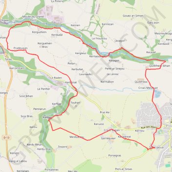 Trace GPS Autour de Plouvien, itinéraire, parcours
