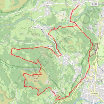 Trace GPS Mont de Gez depuis Ouzous, itinéraire, parcours
