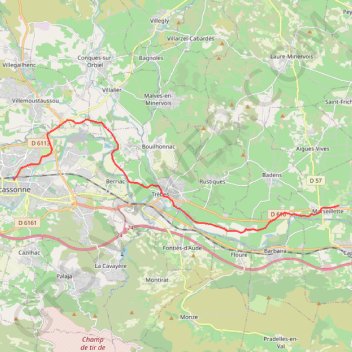Trace GPS Canal du Midi de Carcasonne à Marseillette, itinéraire, parcours