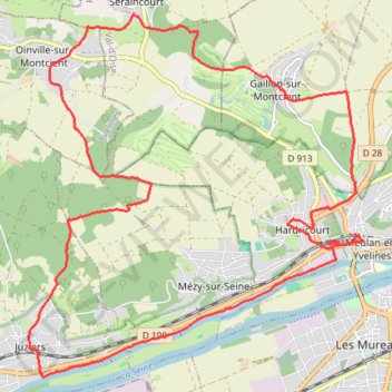 Trace GPS Du côté de Oinville Sur Montcient, itinéraire, parcours