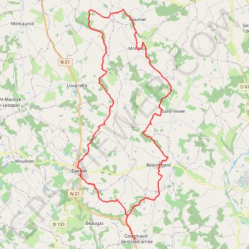 Trace GPS Circuit Haut Agenais - Castelnaud de Gratecambe, itinéraire, parcours