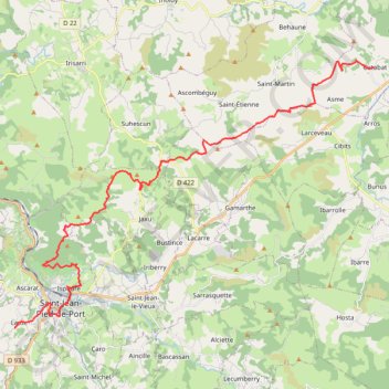 Trace GPS Le Sentier des Contrebandiers - De Ostabat à Saint-Jean-Pied-de-Port, itinéraire, parcours