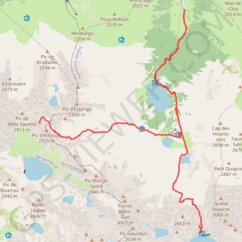 Trace GPS Granges d'Astau-Pic Hourgade-Refuge Portillon, itinéraire, parcours
