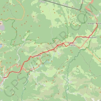 Trace GPS Roncevaux - Zubiri, itinéraire, parcours