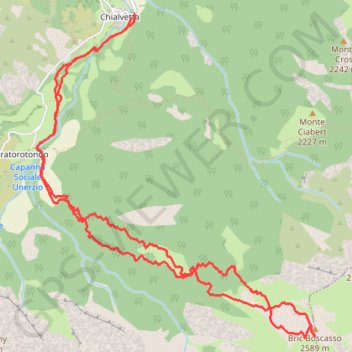 Trace GPS Bric Boscasso (Val Maira - Italie), itinéraire, parcours