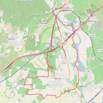 Trace GPS Costière et Gardon - Remoulins, itinéraire, parcours