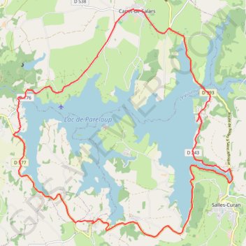 Trace GPS Autour du lac de Pareloup à vélo, itinéraire, parcours