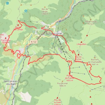 Trace GPS Rando Griou Plomb du cantal, itinéraire, parcours