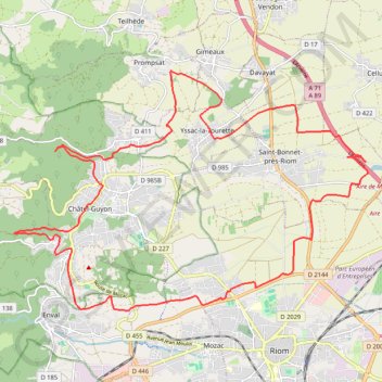 Trace GPS Les 2 vallées autour de Châtel-Guyon, itinéraire, parcours