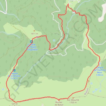 Trace GPS Rocher de Batail - Sarrat de la Pelade, itinéraire, parcours