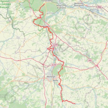 Trace GPS Fontainebleau - Saint-Maurice-sur-Aveyron, itinéraire, parcours