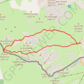 Trace GPS Tour de la Gradillère par le Col d'Anéou, le Col d'Astoun et le Canaourouye, itinéraire, parcours