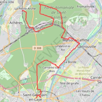 Trace GPS D'Achéres à Saint Germain en Laye, itinéraire, parcours