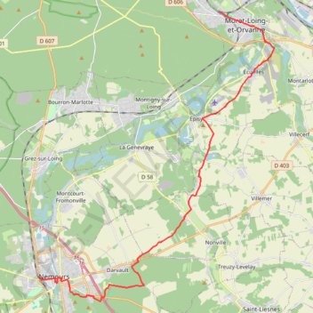 Trace GPS Nemours - Moret-sur-Loing, itinéraire, parcours