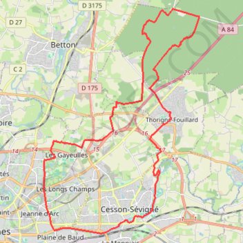 Trace GPS Gayeulles - Rennes, itinéraire, parcours