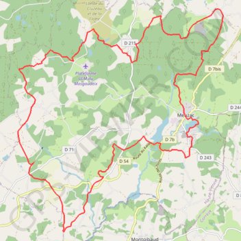 Trace GPS Meuzac - Puy et landes + Caux, itinéraire, parcours