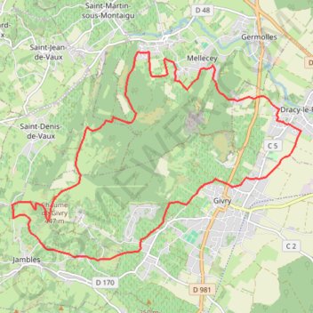 Trace GPS Sortie givry dracy étaules russilly, itinéraire, parcours