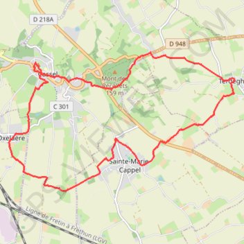 Trace GPS Circuit Cassel-Terdeghem, itinéraire, parcours