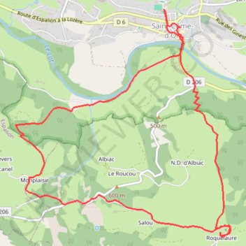 Trace GPS Saint Come d'Olt - Roquelaure, itinéraire, parcours