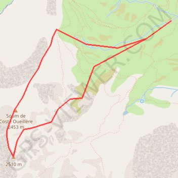 Trace GPS Soum de Coste Oueillère depuis les granges de Camoudiet, itinéraire, parcours