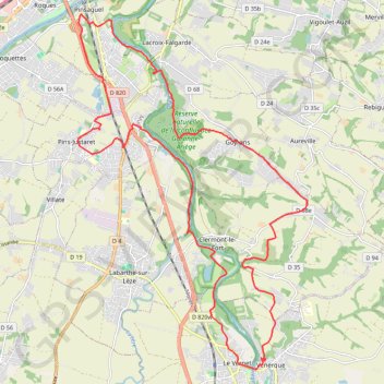 Trace GPS De Pins Justaret à Clermont-Le-Fort, itinéraire, parcours