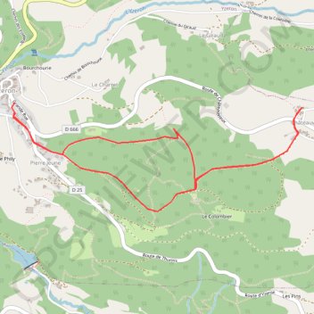 Trace GPS Yzeron - Châteauvieux, itinéraire, parcours