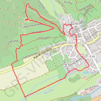 Trace GPS Wihr-au-Val, circulaire rouge, itinéraire, parcours