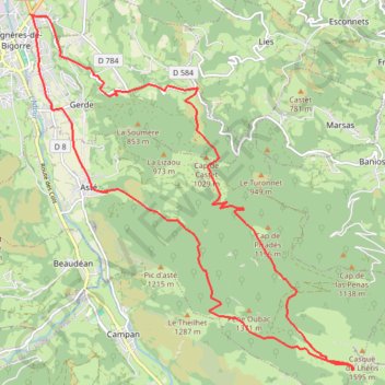 Trace GPS Bagnères-de-Bigorre, itinéraire, parcours