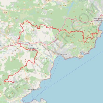 Trace GPS Randonnée entre Théoule-sur-Mer et Le Plan-de-la-Tour, itinéraire, parcours