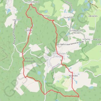 Trace GPS Autour de Saint-Nicolas-Courbefy, itinéraire, parcours