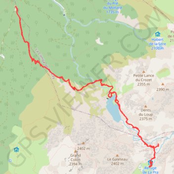Trace GPS Lac du crozet et refuge de la Pra, itinéraire, parcours