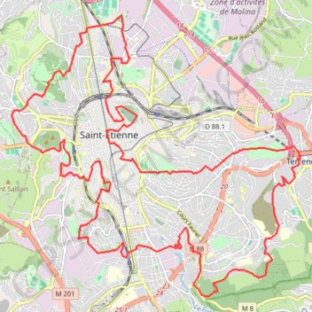 Trace GPS Sainté Trail Urbain (grand parcours), itinéraire, parcours