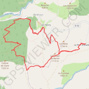Trace GPS Brenon - Plan d'Anelle, itinéraire, parcours
