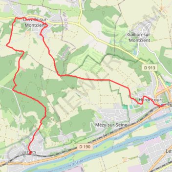 Trace GPS Oinville sur Montcient, itinéraire, parcours