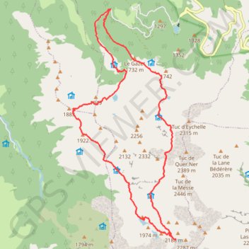 Trace GPS Circuit des cinq étangs : Ayès, Milouga, Arauech, Cruzous et Eychelle, itinéraire, parcours