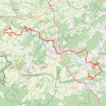 Trace GPS Randonnée Condroz Famenne belge, itinéraire, parcours