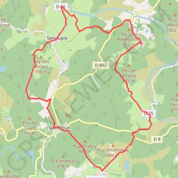 Trace GPS Circuit au Nord Est de Gentioux-Pigerolles, itinéraire, parcours