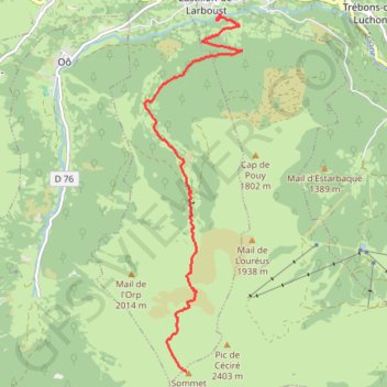 Trace GPS Sommet de la Coume de Bourg, itinéraire, parcours
