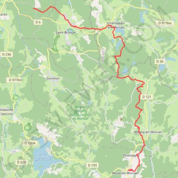 Trace GPS Tour du Morvan - De Moux à Saint-Brisson, itinéraire, parcours