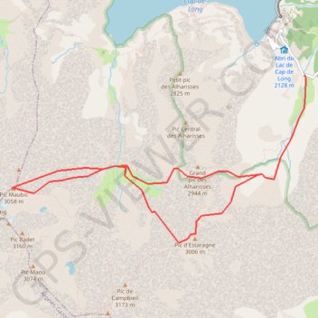 Trace GPS Pic Maubic et pic d'Estaragne par le col d'Estaragne, itinéraire, parcours