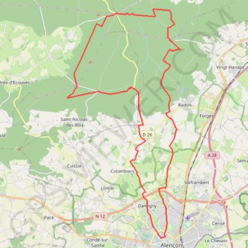 Trace GPS Alençon, Médavy par le Bouillon et retour par la Croix Madame et le Verdier, itinéraire, parcours
